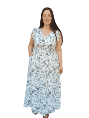 Vero largo Creppe estampado (escote V)